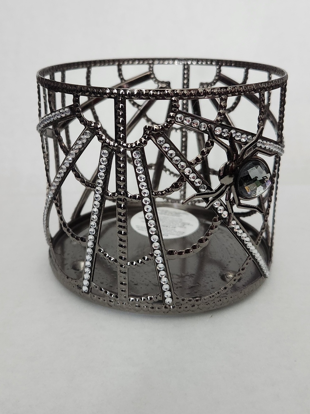 Bath & Body Works Gunmetal Spiderweb Candle Holder with Crystal Accents